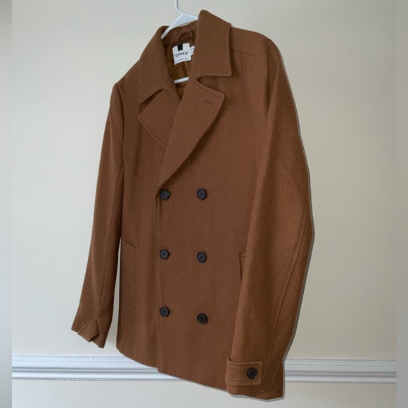 Topman - S - Brown - Short Double Breasted Woolen Coat - Minimal Use - Picture 1 of 2